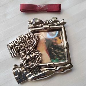 Silverplate North Pole Picture Frame Christmas Tree Ornament